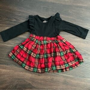 Cat & Jack Christmas Holiday Plaid Dress with Flutter Sleeves 3-6 months